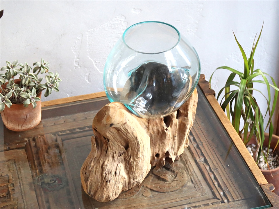 流木ガラスオブジェ特大G 花瓶 金魚鉢 テラリウム フラワーポット 水槽