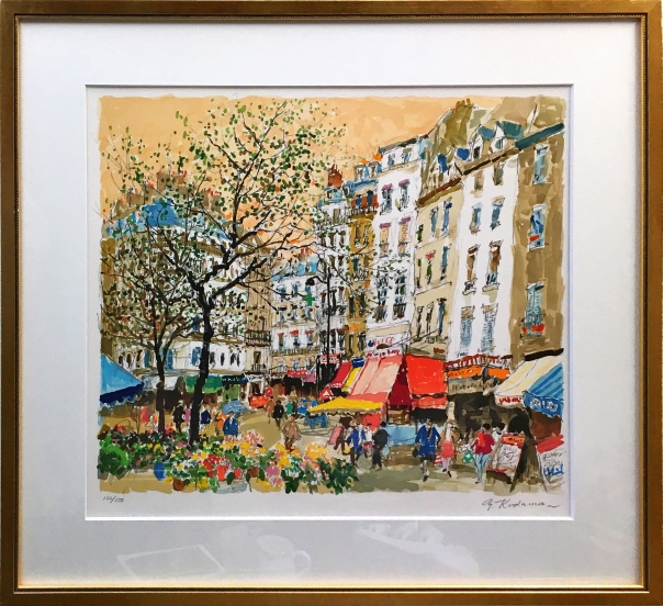 児玉幸雄 パリーの朝市 リトグラフ 石版画 絵画 風景画 洋画 【公式通販】