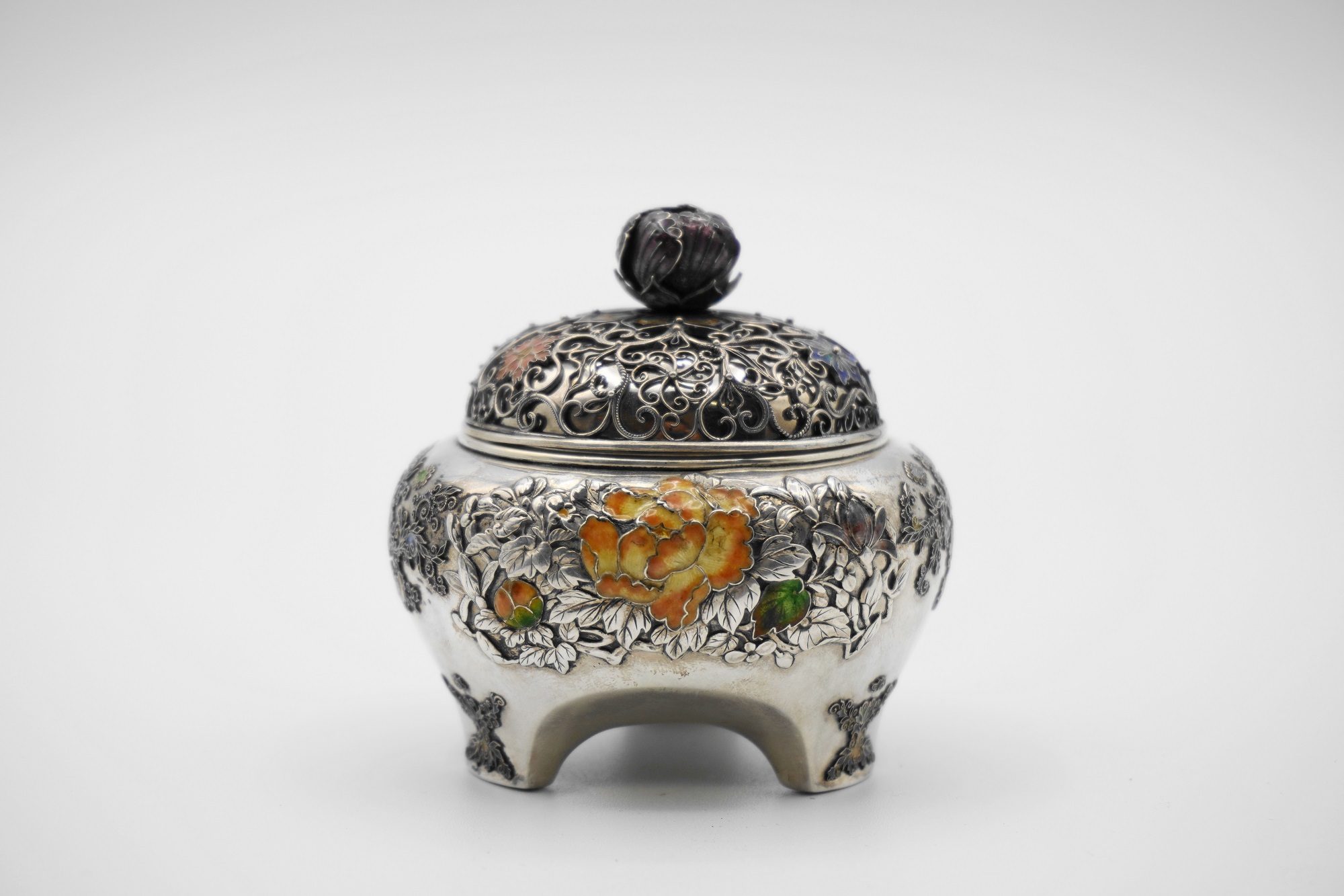 とし 明成化 赤と黄のドラゴン模様香炉 とし 明成化 赤と黄のドラゴン