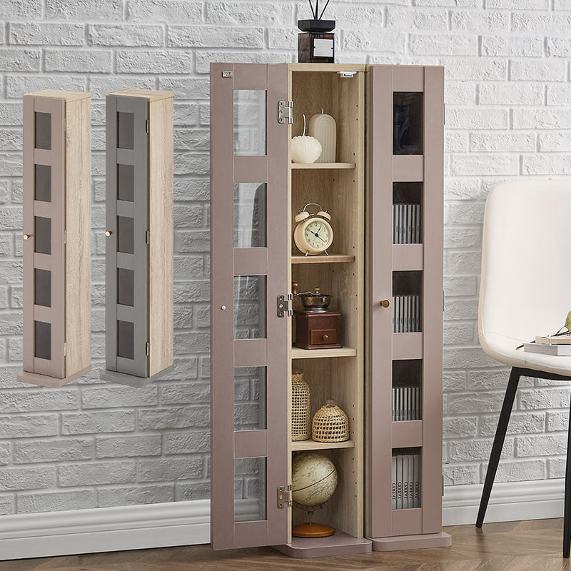 ももゆき様】ガラス扉付き飾り棚 キャビネット ダークブラウン