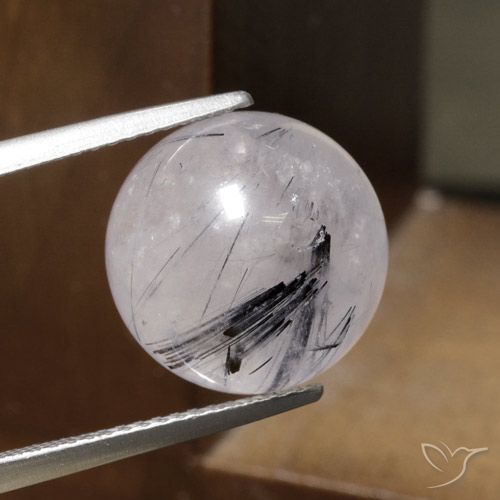 14.19カラットの天然黒でクリアルチルクォーツ、スフェア / ボール、半透明