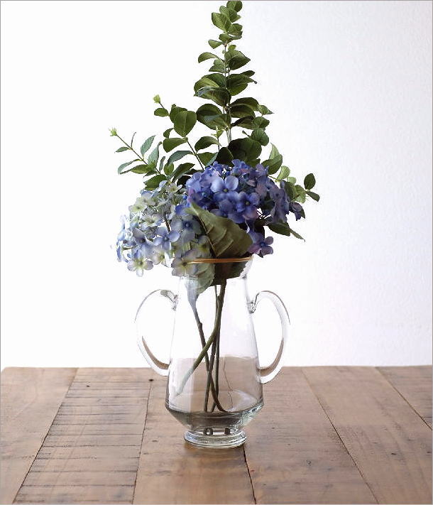 アンティーク ガラス フラワーベース アイアンフレーム 吹きガラス