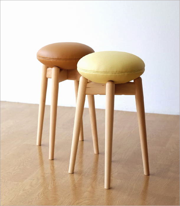 スツール 木製 おしゃれ 丸椅子 かわいい 北欧 ナチュラル クッション
