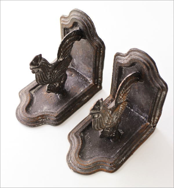 ブックエンド サイ 木彫 アンティーク レトロ 動物 アニマル ブック