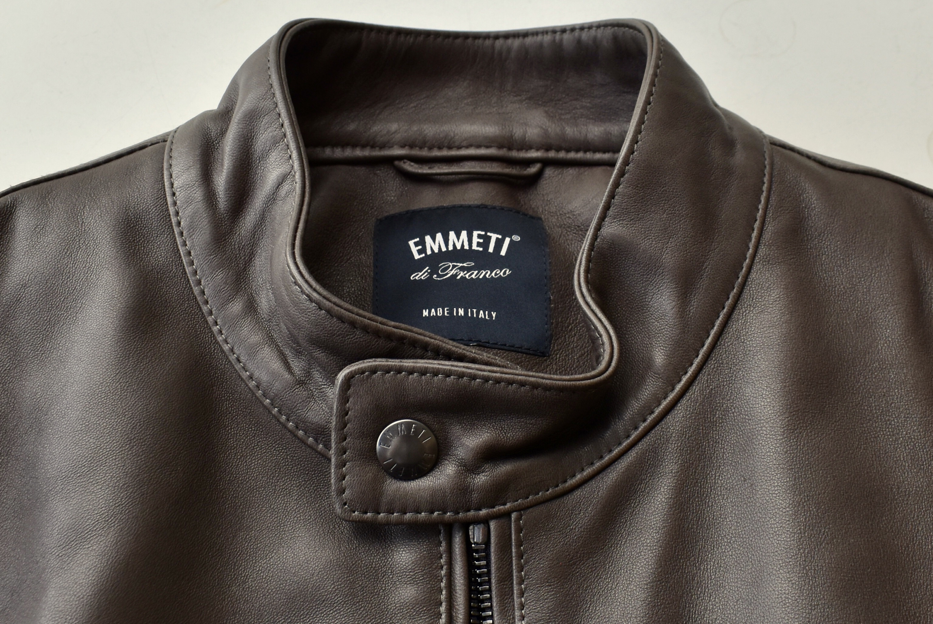 サイズ44】EMMETI JURI ブラウンレザーシングルライダースジャケット