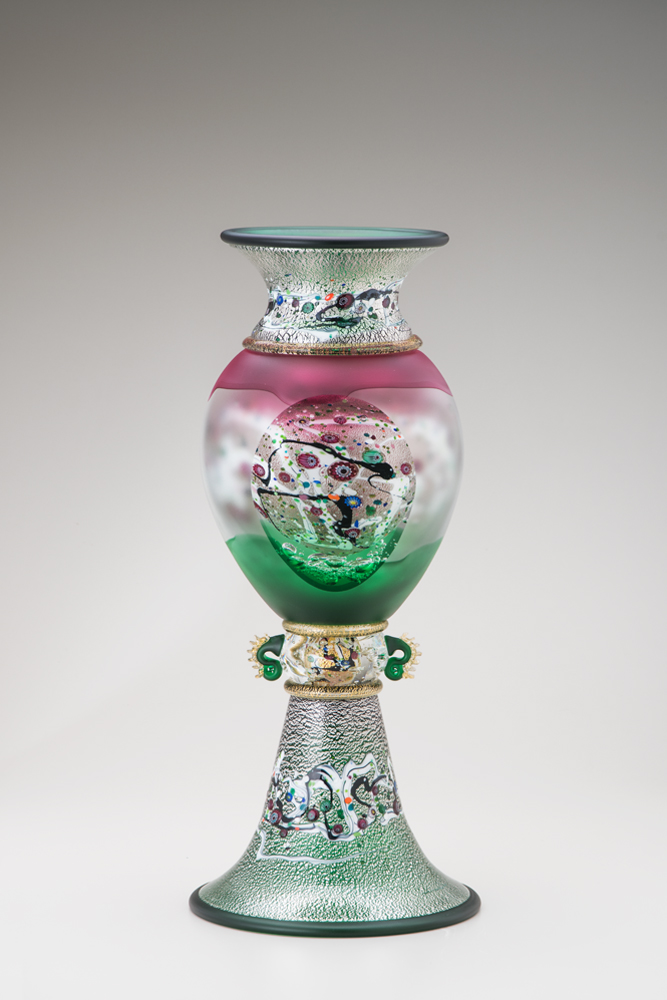 黒木国昭綾工房作琳派金彩色重文花瓶 光琳・琳派 | グラスアート黒木