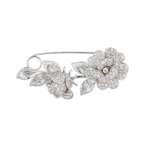 GSTV パラジウムシルバー950 天然ホワイトジルコン Mia ブローチ ZI 約