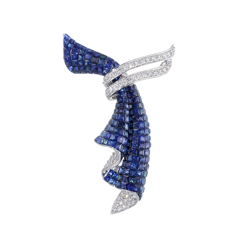 GSTV K18WG サファイア ダイヤ ミステリーセッティング ペンダントトップ