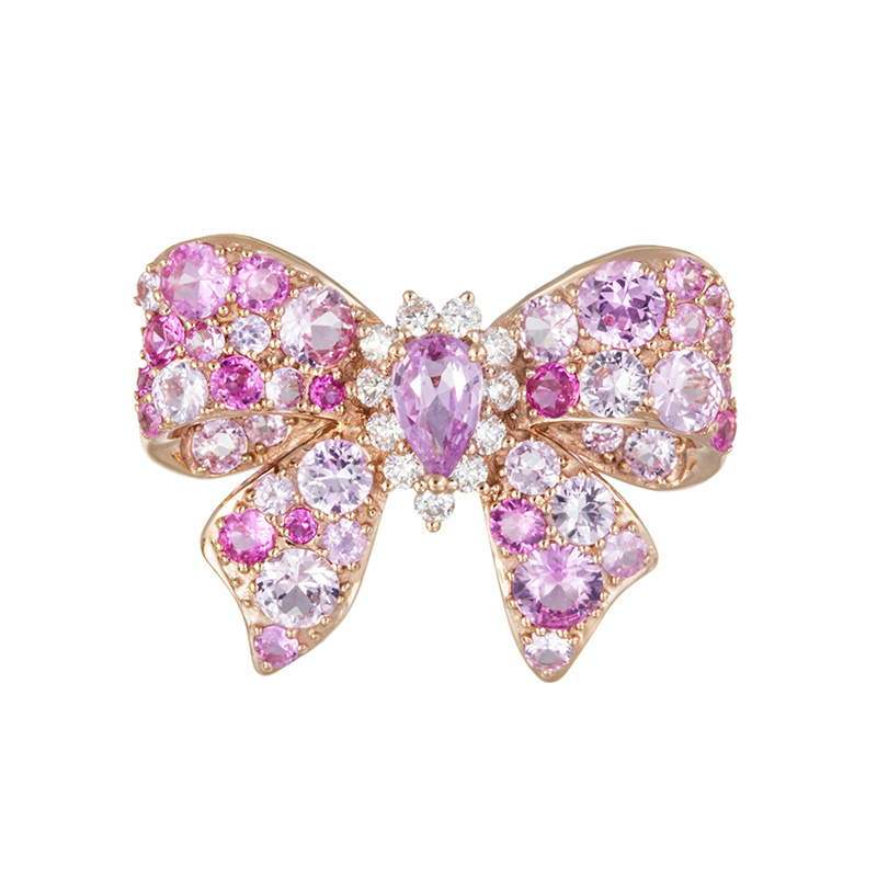 GSTV K18PGピンクサファイアダイヤスウィートリボンペンダントトップPS