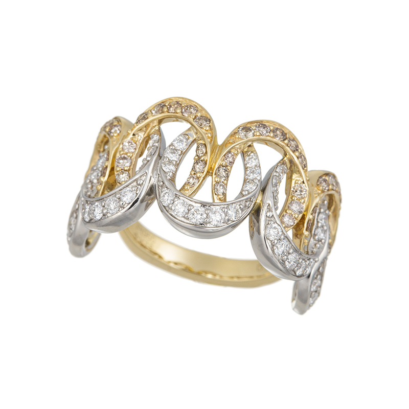 GSTV K18YG/PT950 ブラウンダイヤモンド & ダイヤ ナインフォース