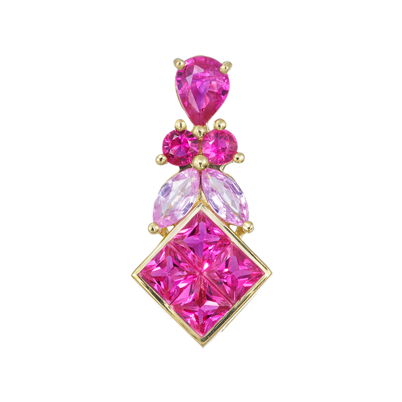 GSTV K18YG ルビー ピンクサファイア ミステリーセッティング