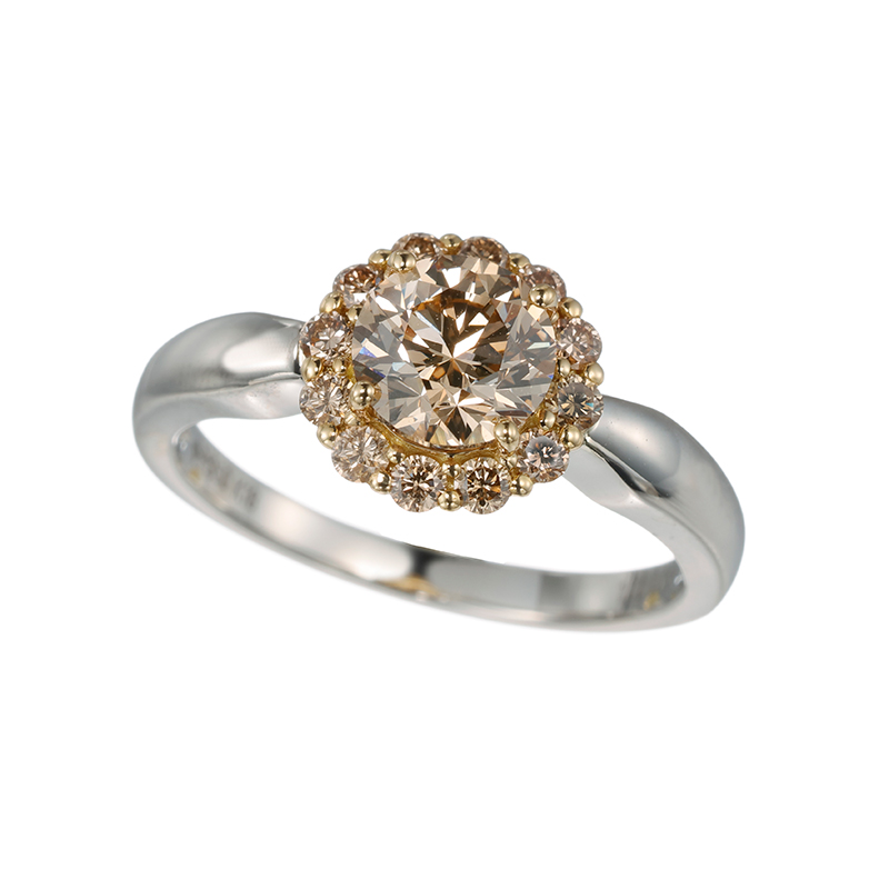 GSTV PT950/K18YG H&Cブラウンダイヤモンド & ブラウンダイヤ リング