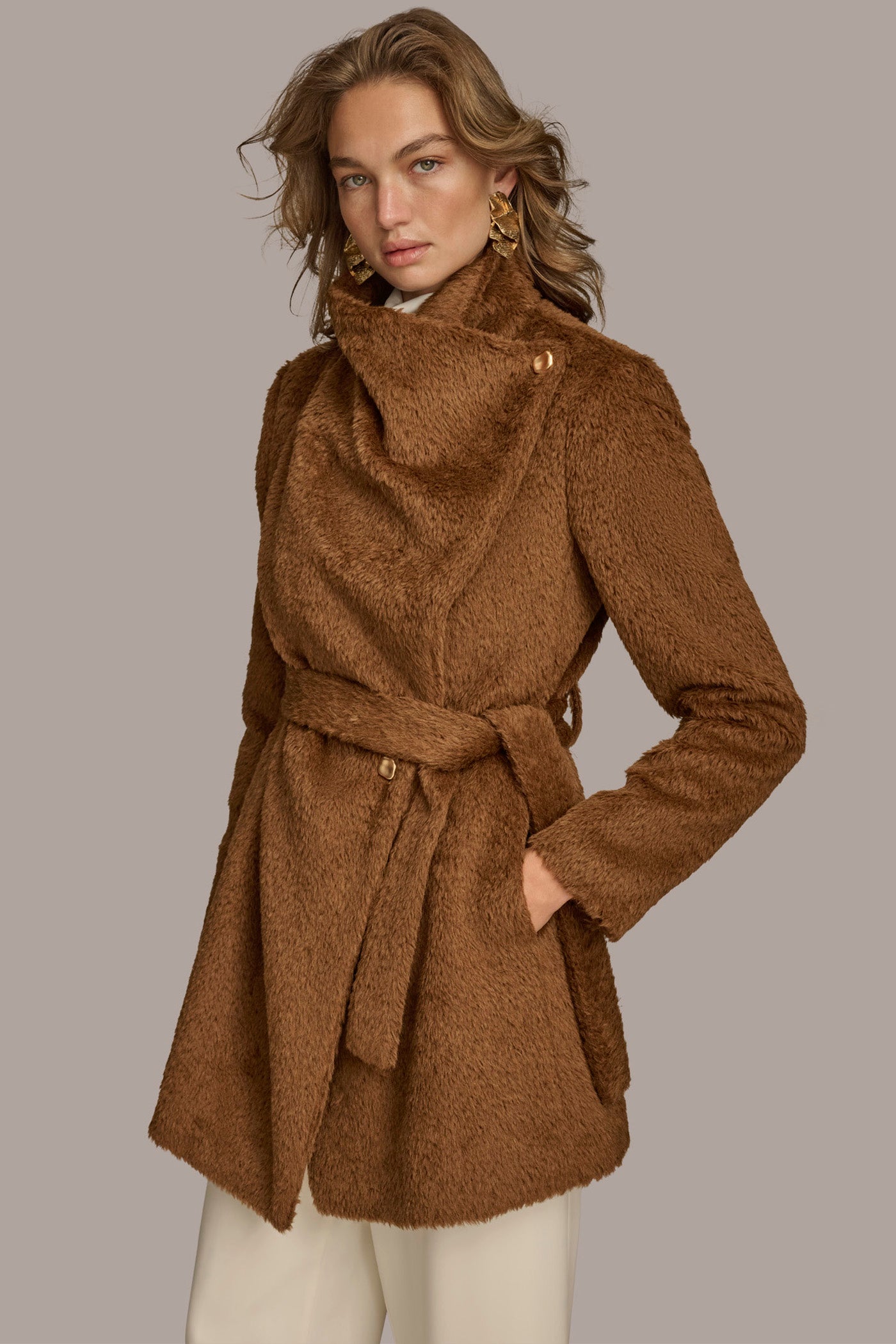 Belted Wool Wrap Coat | Donna Karan