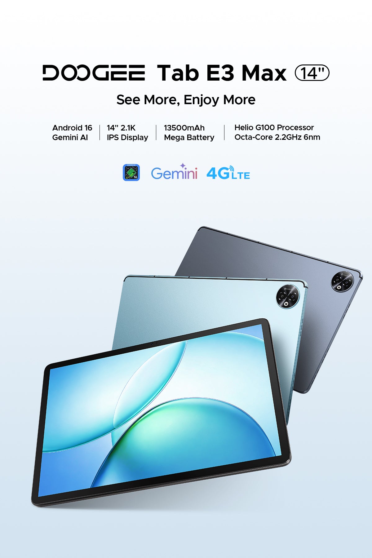 DOOGEE Tab E3 Max - Android 15 Smart Tablet | Large Screen + Ultra