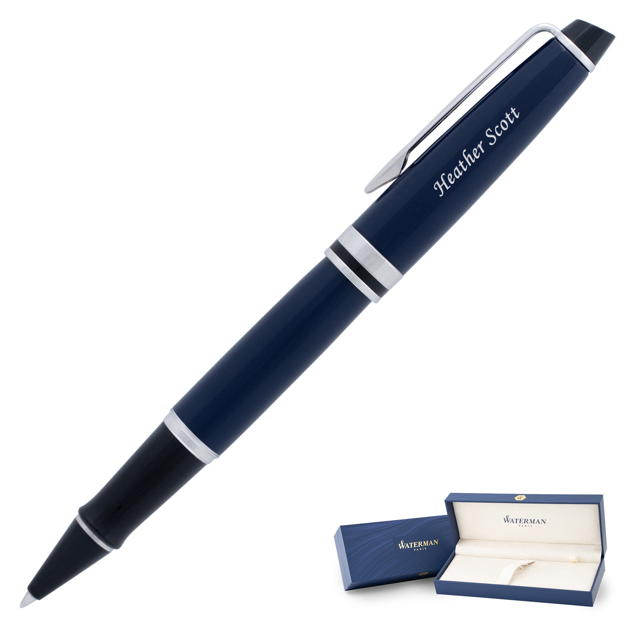 Waterman Expert Rollerball Pen | Blue/Chrome | Personalized