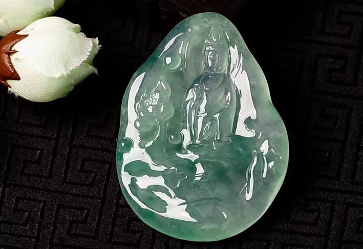 中国 玉石翡翠玉彫刻 玉器 環 装飾品 12点 時代箱付 M 7594A