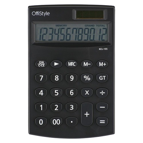 DL-838 電池式計算機 黒 12桁卓上電卓 KCL-155 OffiStyle 電卓