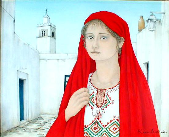 栗原喜依子 チュニジアの少女（油彩3F）
