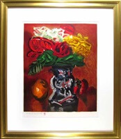 木版画 梅原龍三郎 静物 1960年 RV サイン入り