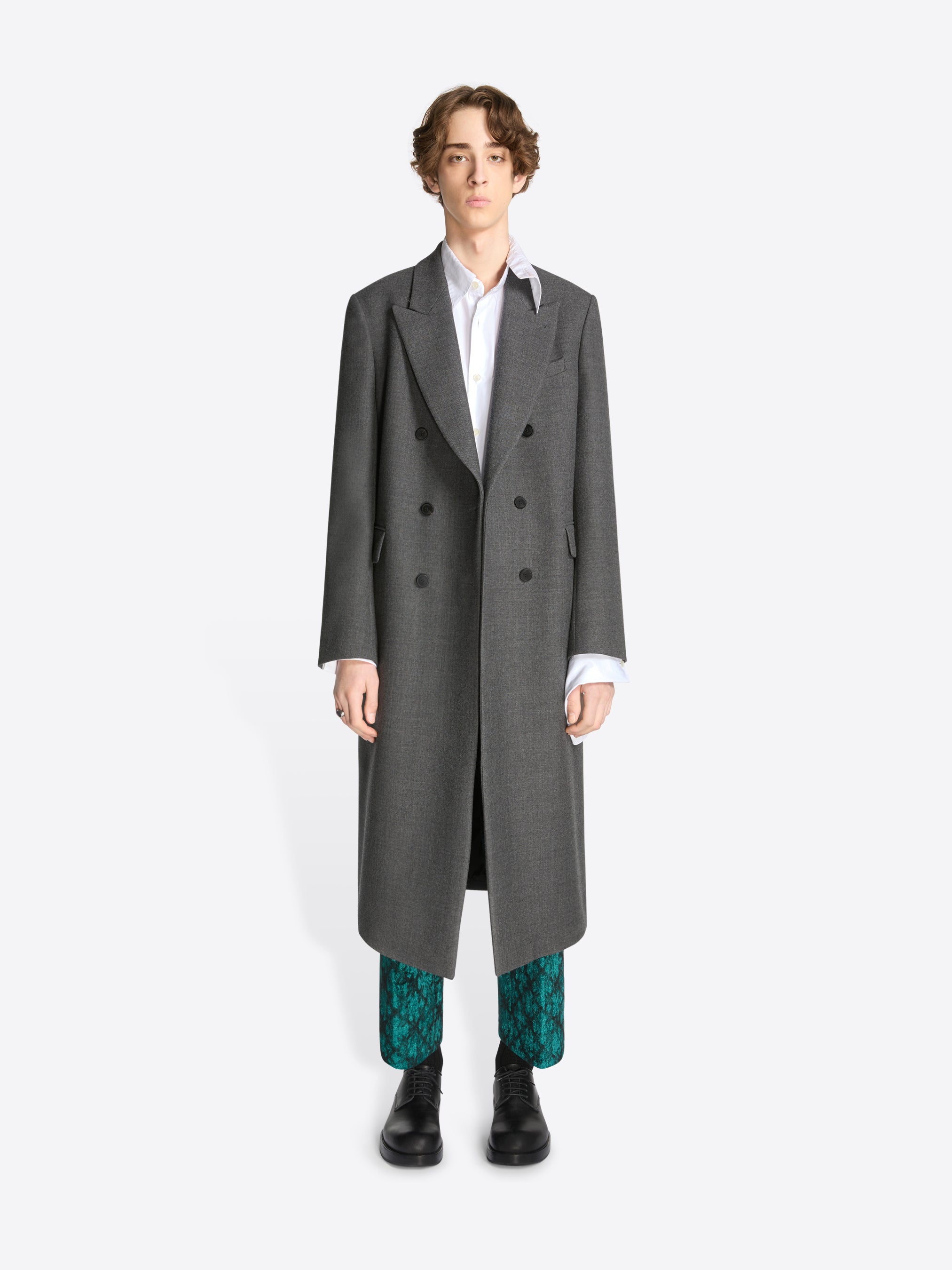 良品 DRIES VAN NOTEN チェスター ウール コート グレー 40 良品 DRIES