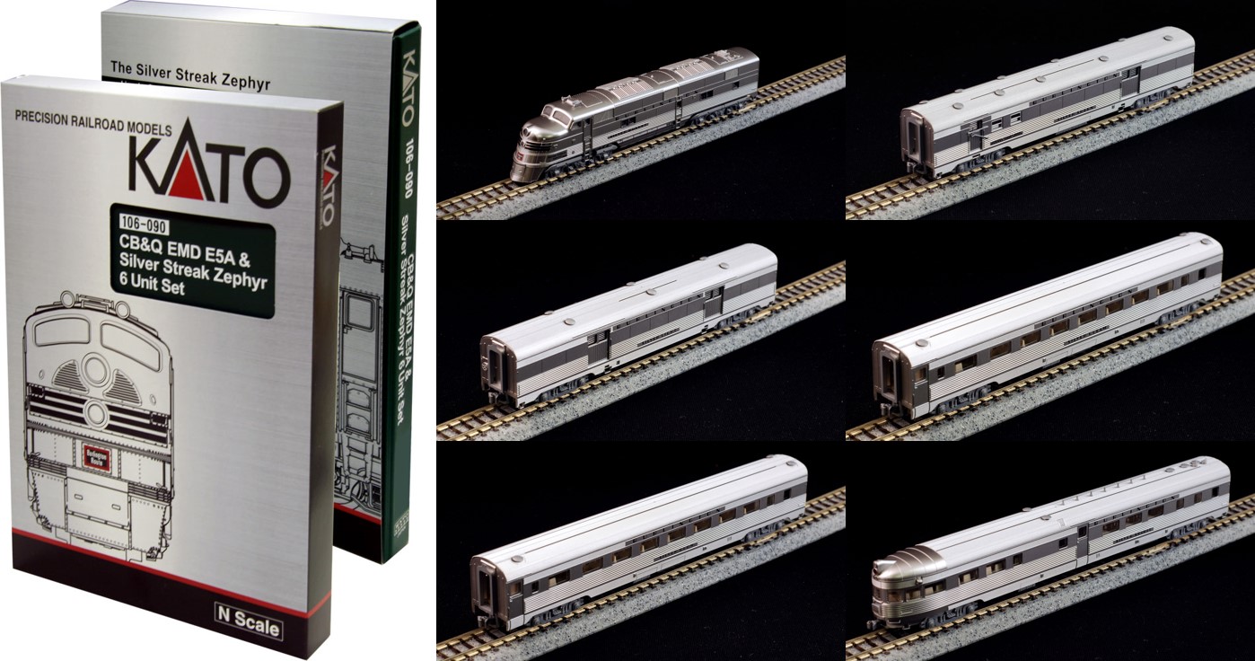 KATO CB&Q EMD E5A シルバーストリークゼファー 6ユニットセット N