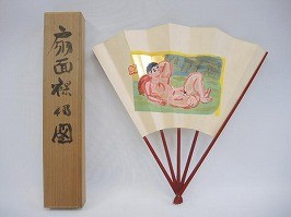 梅原龍三郎 リトグラフ 扇面裸婦図 求龍堂版 1954年 箱付 梅原龍三郎