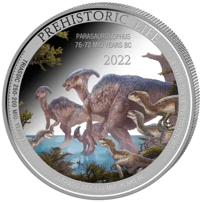 Buy 1 oz Silver Coin - Prehistoric Life - Parasaurolophus - Color