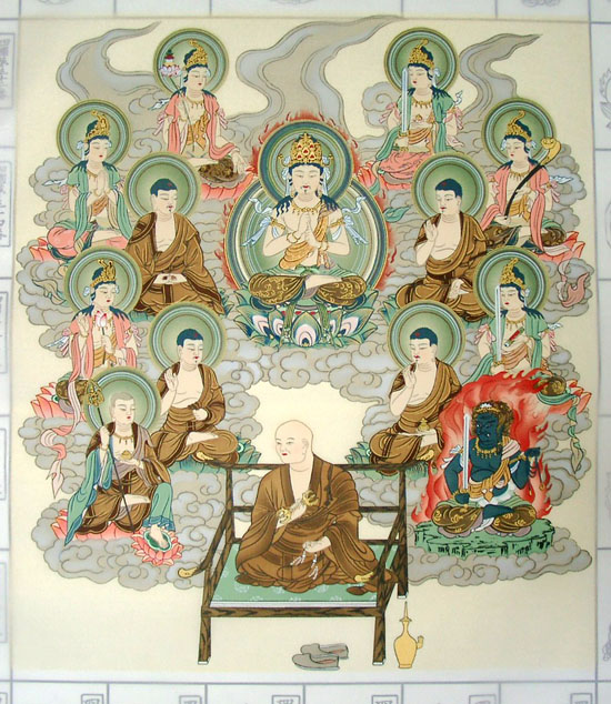 掛軸『西国三十三ヶ所霊場御朱印集印譜』仏画 絹本 無地箱付 掛け軸