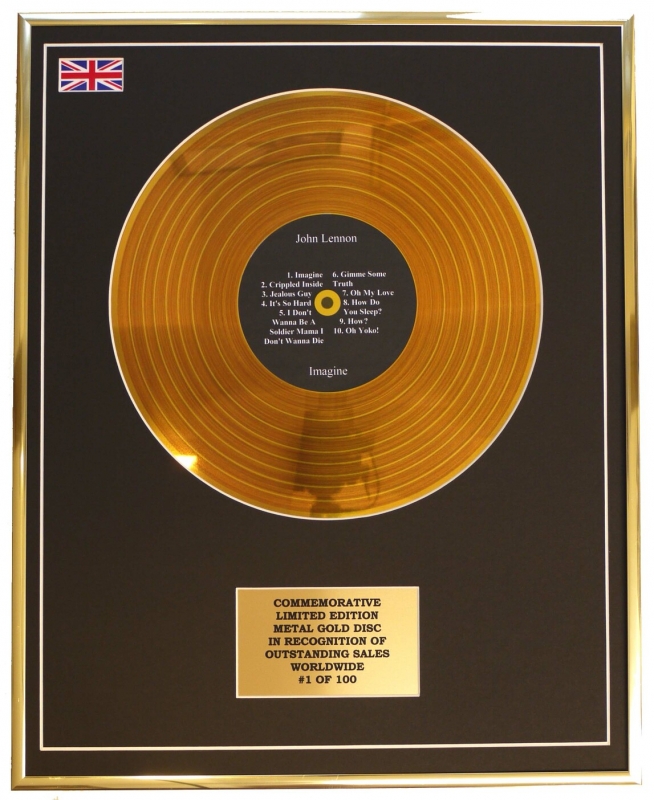9500枚限定】ジョン・レノン「Imagine 25周年」ゴールドディスク 9500