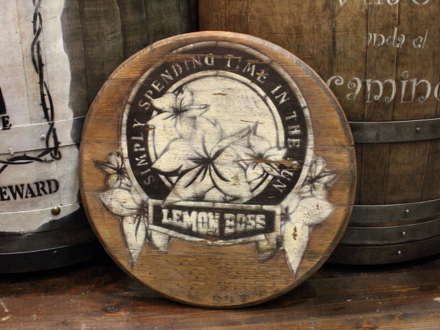 ウイスキー古樽の天板部分（フタ・フラワー絵柄）の通販・販売 － 木製