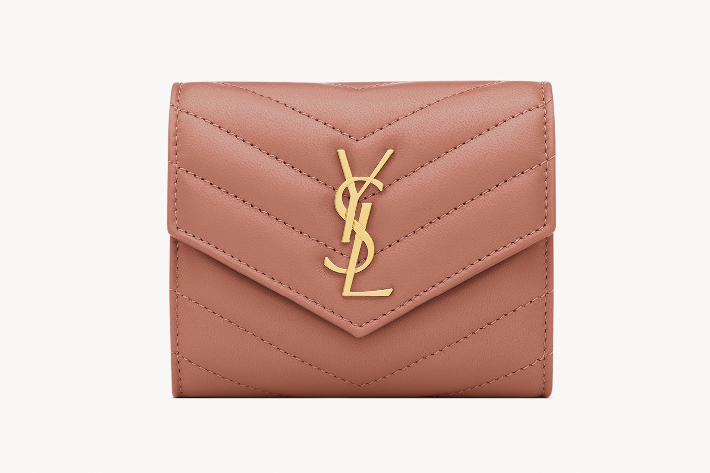 YSL ベスト ピンクベージュ 三つ折り財布 SAINT LAURENT サンローラン