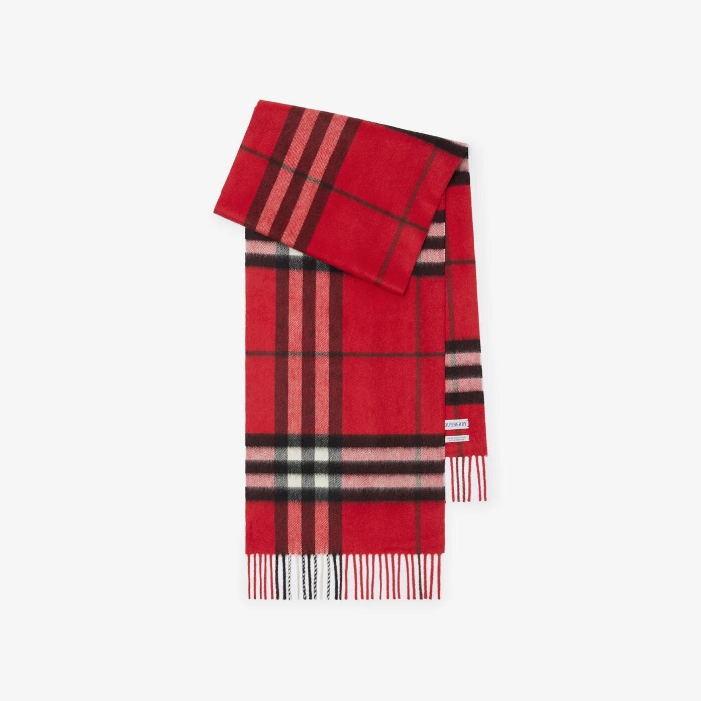BURBERRY カシミヤ マフラー 赤 チェック柄 バーバリー“チェック柄