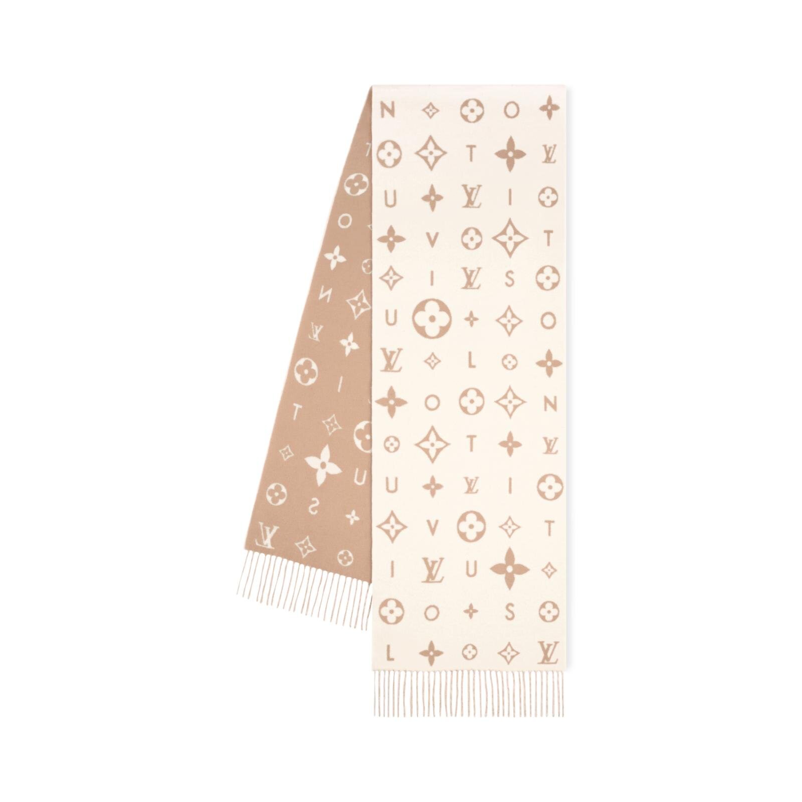 ルイ・ヴィトン“モノグラム・フラワー”ちりばめたカシミヤマフラー、鍵