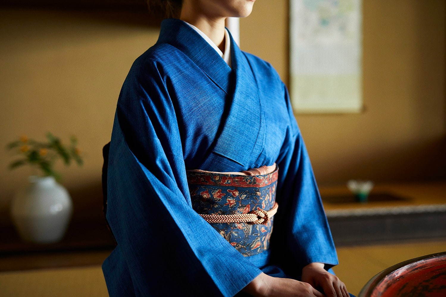 本藍染色無地きもの