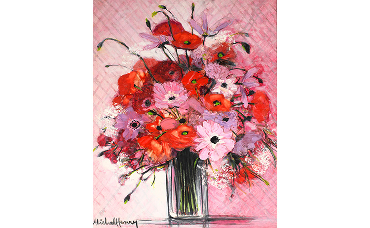 Michel Henry 油彩画 ミシェル・アンリ 油彩 花 F25 大作 絵画 ベニス