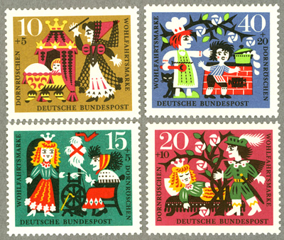 2289 外国切手 ドイツ切手 1963年グリム童話等 シリーズ9組36種新品