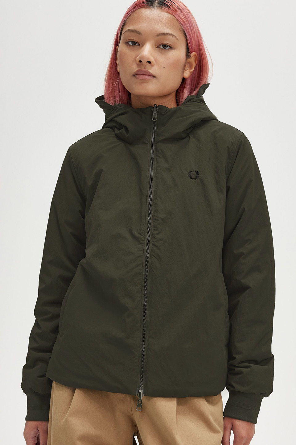 Fred Perry ダークグリーン ブルゾン Zip-In Liner Parka - Women(8