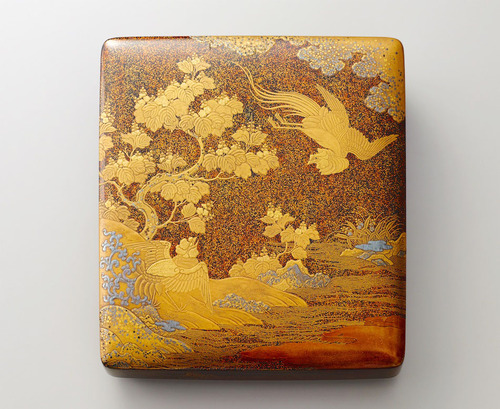 蒔絵絵梨地八角形硯箱 漆器 文箱 金箔装飾 江戸期 時代物 法橋光琳 方