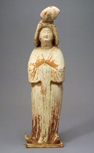 三彩人物俑 】 17～18世紀 大型陶俑 美品 56cm 誂え箱付き 三彩人物
