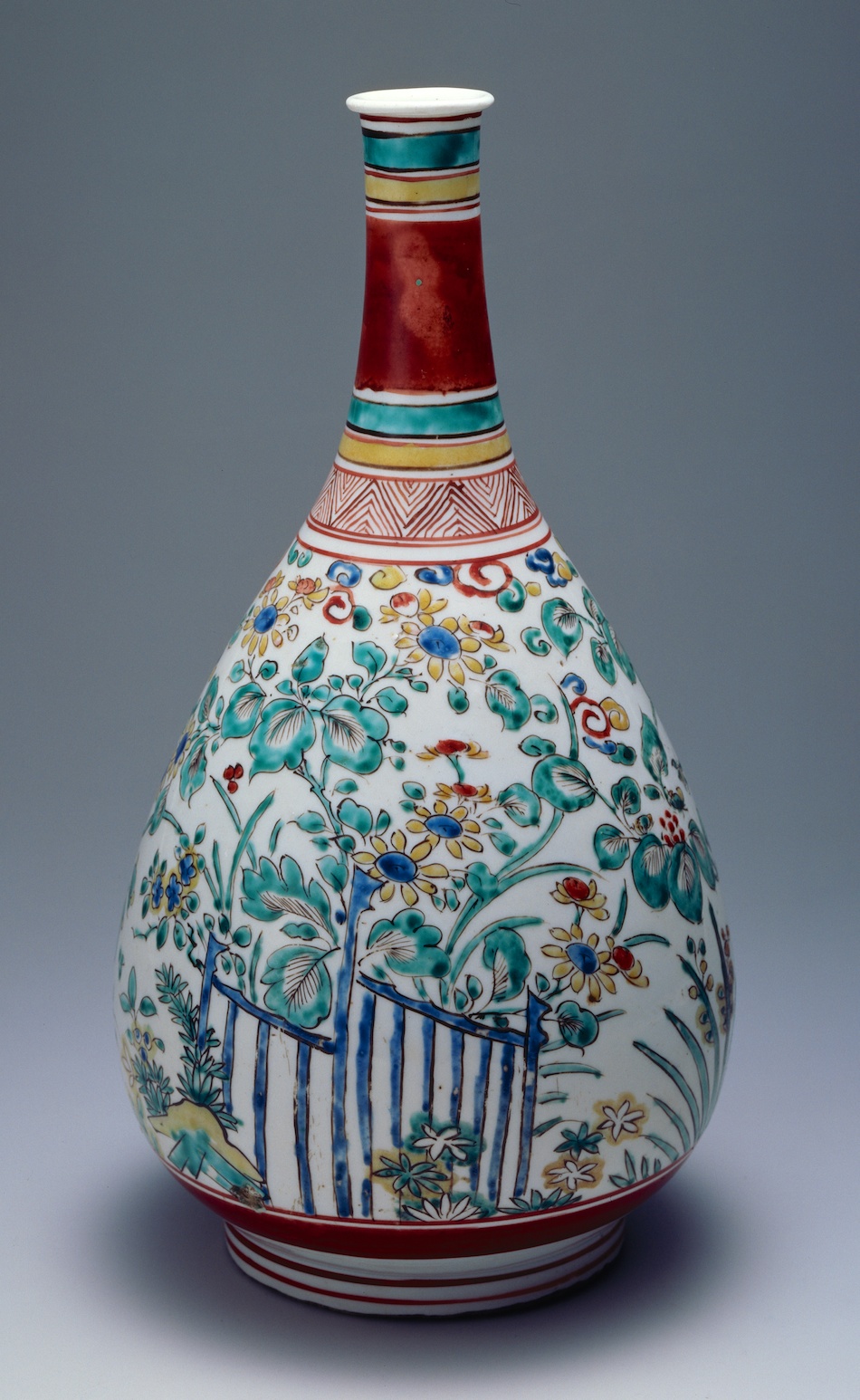 1674 古伊万里 大明嘉清年製銘 雲鶴文色絵大徳利 花瓶 時代物 1674 古