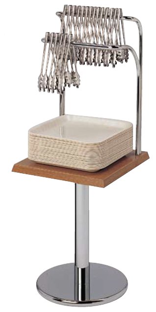 中古品】シンプルセルフスタンド パン屋 トング・トレー 台 収納