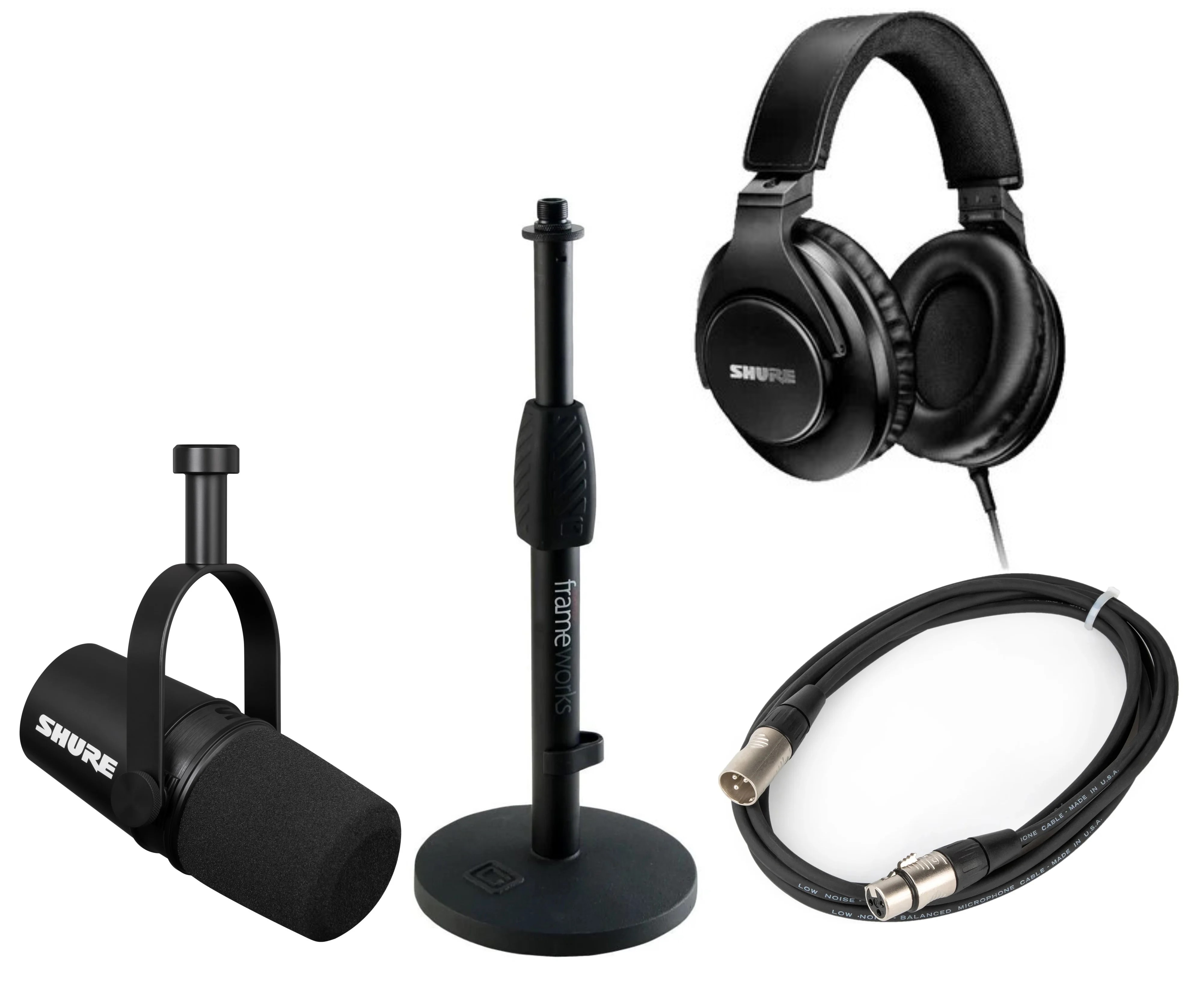 Shure MV7X Essentials Bundle MV7X Mic, XLR Cable, SRH440A