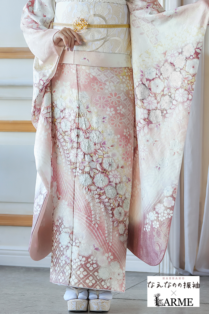 なえなのの振袖×LARME ピンク 辻が花/藤 正統派古典 かわいい 綺麗系