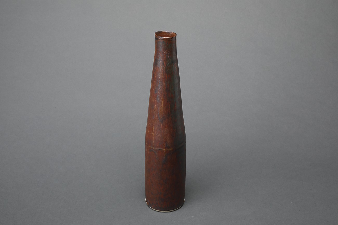 neko008 山本雄一 備前花入 共箱(四方桟盛蓋) 共布 yy49 neko008 山本