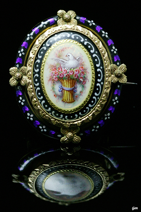 エナメル ミニアチュール（細密画） ブローチ アンティークジュエリー
