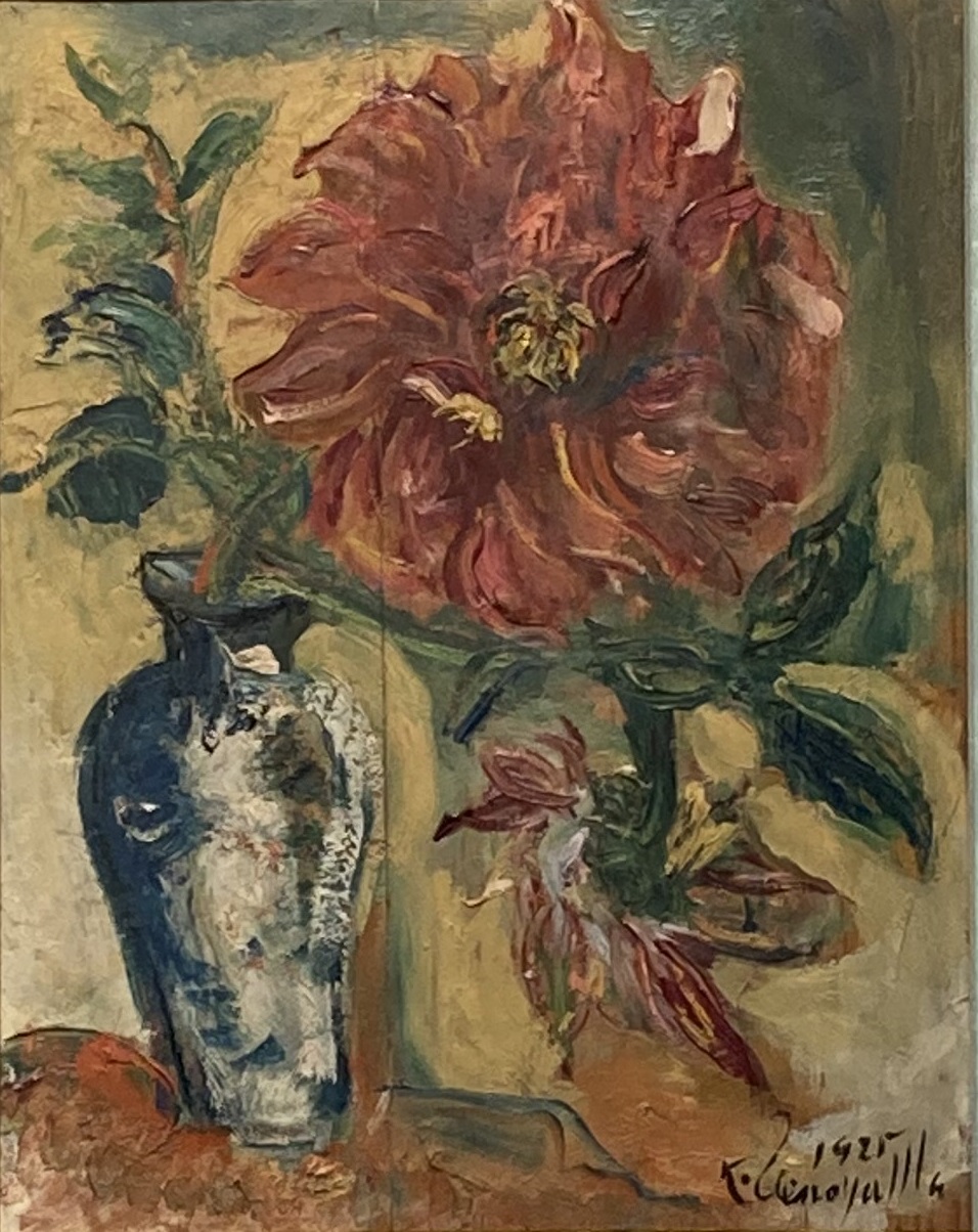 上野山清貢作 「花」 額56×47￼×6絵31×24cm F5サイズ 上野山清貢作