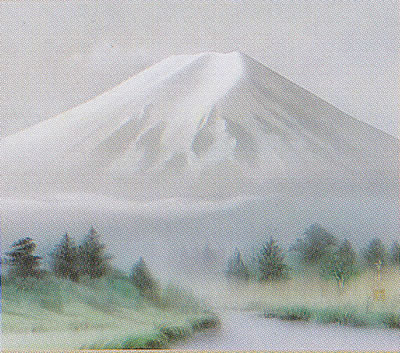 雪景富士 掛軸 中川幸彦 掛け軸 富士 中川幸彦 尺八横 【通販】