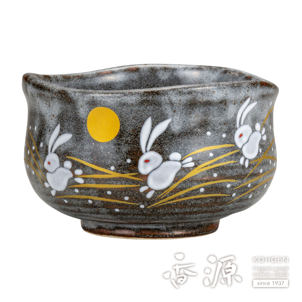 イ981 茶碗『九谷焼 作家物』『合一彩兎文 茶碗 共箱』茶道具 抹茶