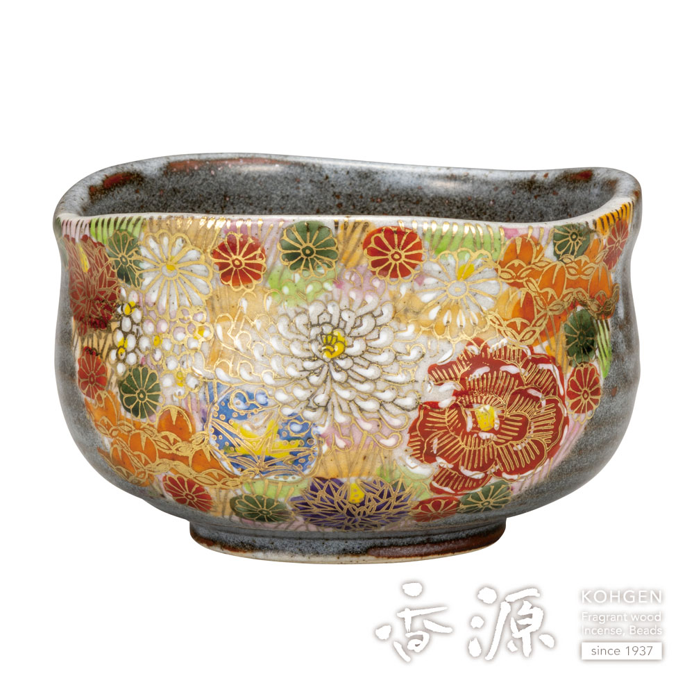 九谷焼！ 大雅 ☆本金花詰・抹茶碗☆ K6-818 新品 茶道具 茶器 ギフト