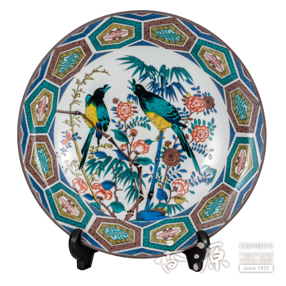 九谷焼 昇竜作 飾り大皿12号本金 松鷹 九谷焼 昇竜作 飾り大皿